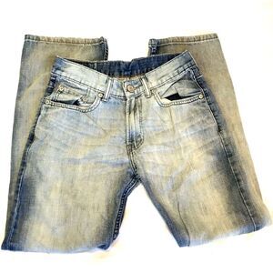 Levi's 514 Jeans Slim Straight Blue Light Acid Wash 27 Youth Womens Distressed